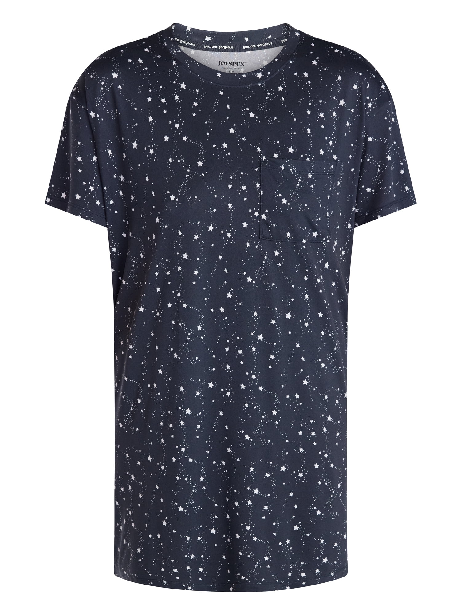 Joyspun Women’s Dreamy Soft Collection Short Sleeve Sleep Shirt, Sizes S/M to 2X/3X