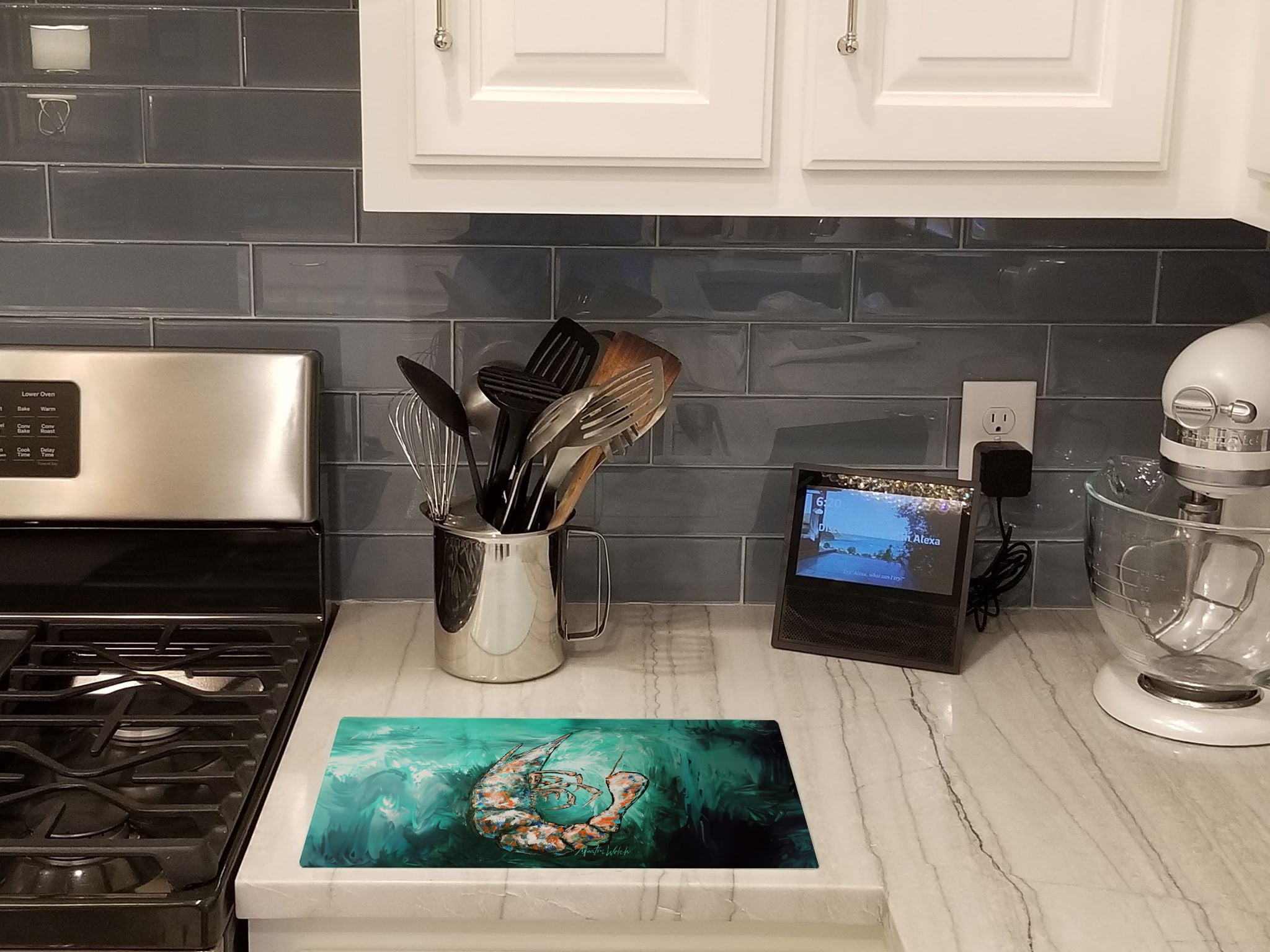 A Touch of Blue Shrimp Glass Cutting Board 12 in x 15 in