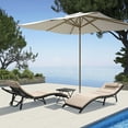thumbnail image 5 of Devoko 3 Pieces Patio Outdoor Chaise Lounge Chair Clearance Outdoor Furniture Set PE Rattan Adjustable Folding Pool Lounge Chair , Beige, 5 of 7