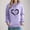 Purple, variant on Crunowin Women Hooded Sweatshirts, Heart Printed Long Sleeve Loose Fit Fashion Pullover Tops Black L