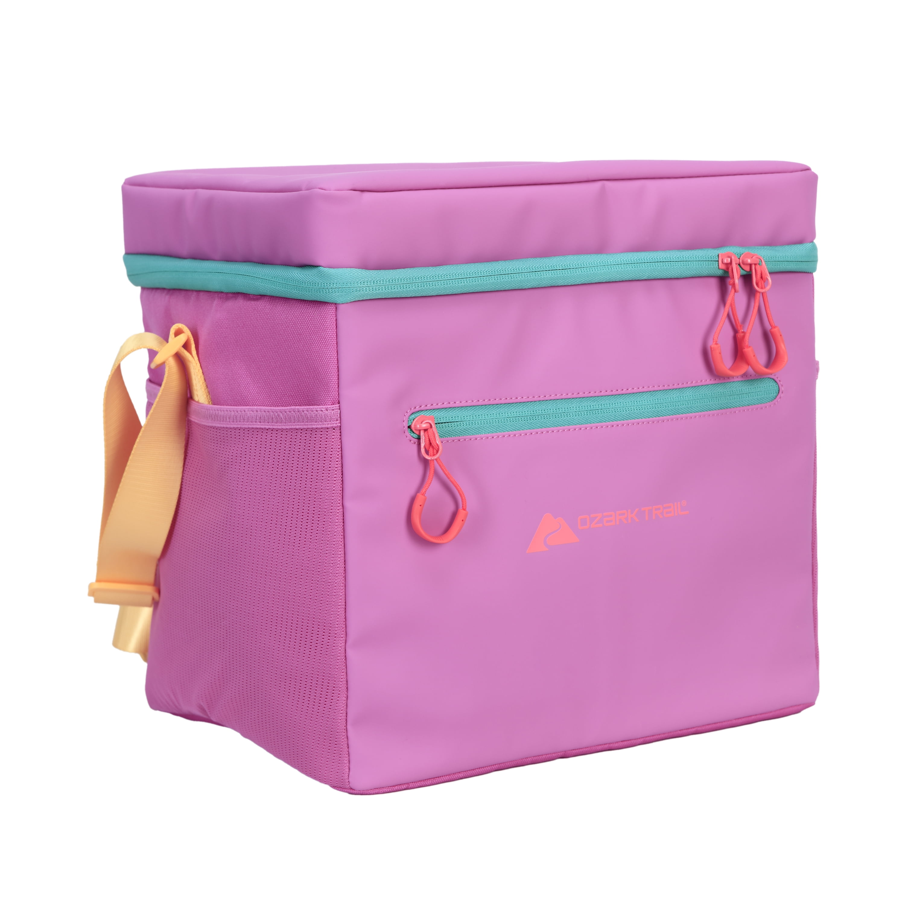 Ozark Trail Coated Soft-Sided Cooler with Removable Hardliner, 24-Can Capacity, Summer Vibes Collection, Bright Pink