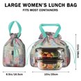 thumbnail image 5 of Pioneer Flower Drawstring Lunch Bag Women - Drawstring Lunch Bag Insulated for Work Office - Stain-Resistant Large Lunchbags for Women with Multi-Pockets, 5 of 6