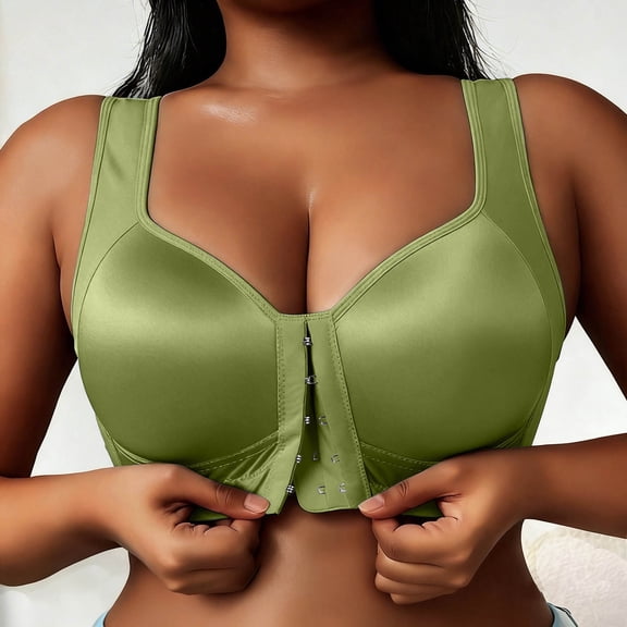 Plus Size Bra For Women Comfortable Front-Close Full Coverage Underwire Supportive Tshirt Bras