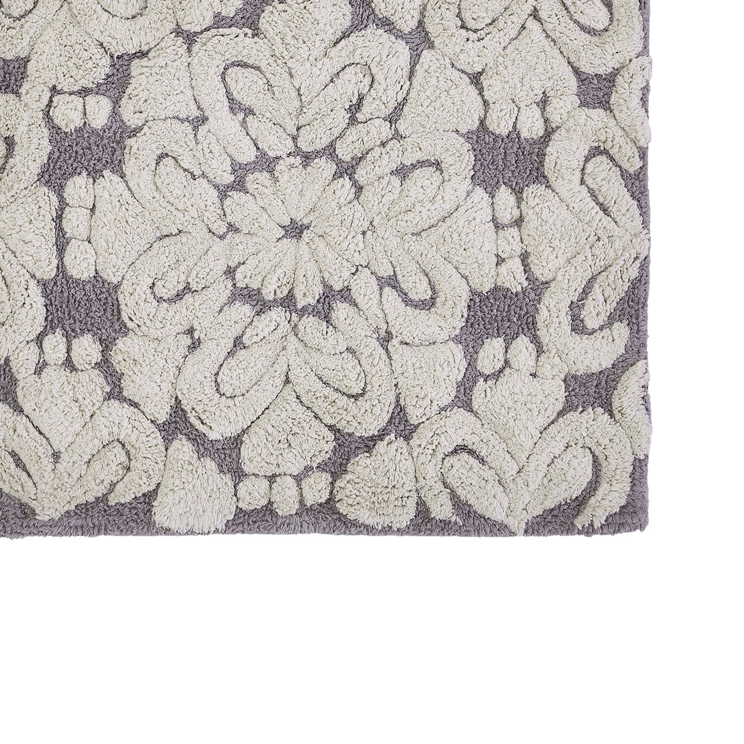 Better Trends 24" x 40" Bathroom Rugs 100% Cotton Soft Water Absorbent Non Slip Bath Mat Machine Washable Rug (Gray) Medallion Collection