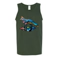 thumbnail image 2 of Trippy California Rainbow Neon Wolf Mountain Silhouette | Mens Animal Lover Graphic Tank Top, Forest Green, X-Large, 2 of 4