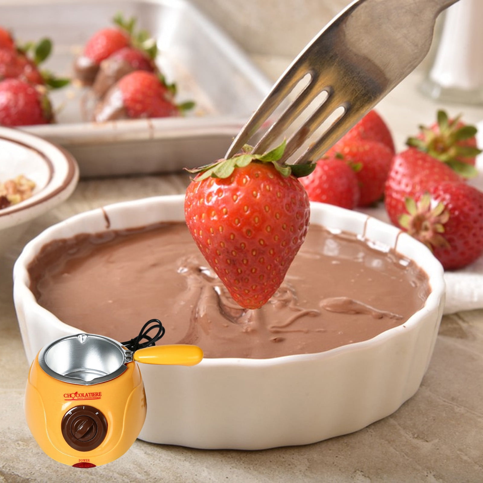 PureCasa Melting Fondue Set Mini Electric Chocolate Melting Pot