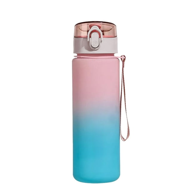 D Large Capacity Sports Water Cup Gradient Plastic Leak Proof Portable With Filter 650Ml 9.6X2.3In