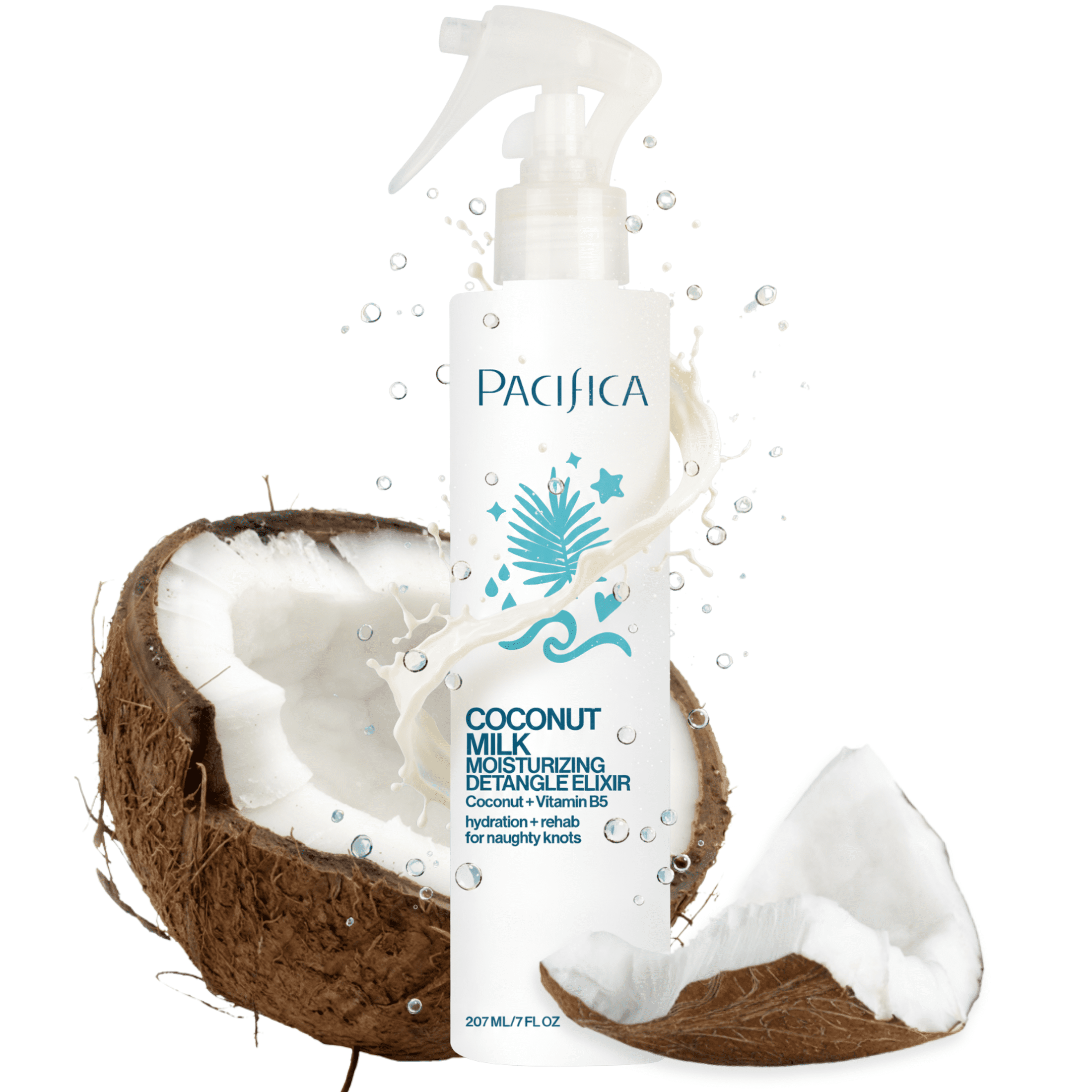 Pacifica Coconut Milk Hair Detangle Spray – Leave-In Conditioning Elixir for Tangle-Free Hair – Instantly Detangles Knots, Adds Shine & Moisture, Prevents Breakage & Frizz – Vegan & Cruelty-Free