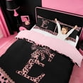 thumbnail image 3 of meiyoeat Girls Personalized Monogram Gifts Twin Bedding For Leopard Print Lovers,Pink Cheetah Bowknot Letter E Duvet Cover Set For Kids,pink Reversible,2 Pieces(No Comforter), 3 of 6