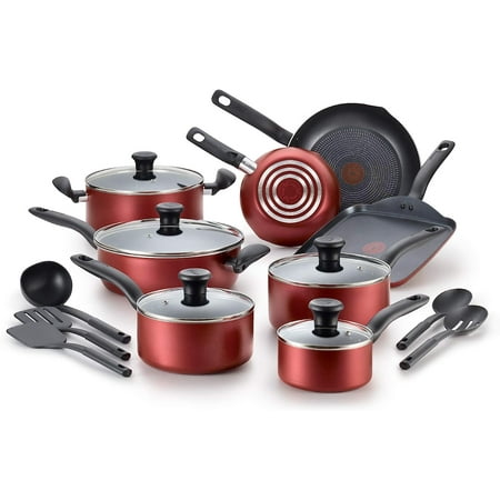 

Dishwasher Safe Cookware Set 18 Piece Red Initiatives Nonstick Inside