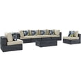 thumbnail image 2 of Modway Summon 7 Piece Outdoor Patio Sunbrella Sectional Set, 2 of 12