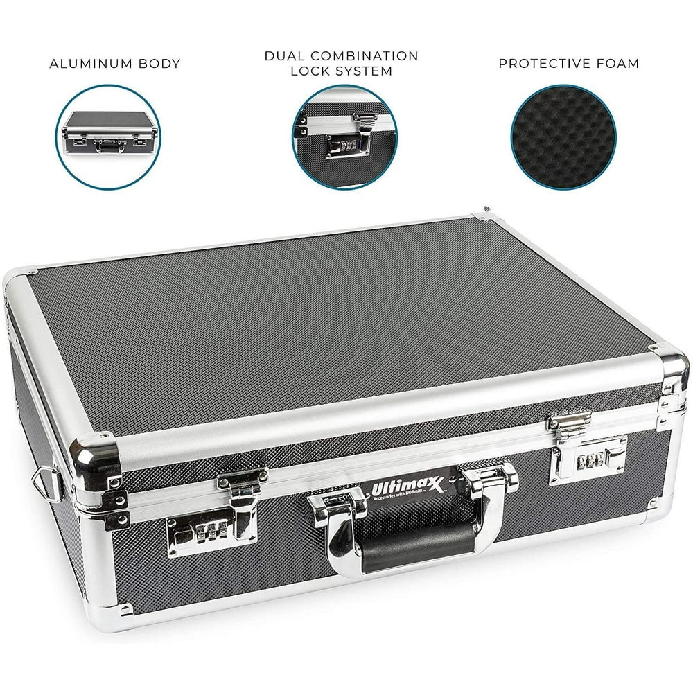 Professional Medium Aluminum Hard Case with PreCut Foam—for Travel and