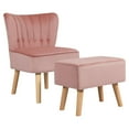 thumbnail image 1 of Costway Silla sin Brazos con Otomana, Silla de Terciopelo Respetuosa con la Piel, Silla de Ocio con Reposapiés, Silla Individual con Otomana, Silla con Otomana de Diseño Moderno para Sala de Estar., 1 of 5