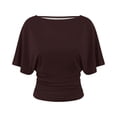 thumbnail image 5 of RUTAYY Women's T-Shirt Elegant Solid Color Batwing Short Sleeve Crew Neck Tee Shirts Casual Everyday Wear Trendy Vacation Tees, 5 of 5