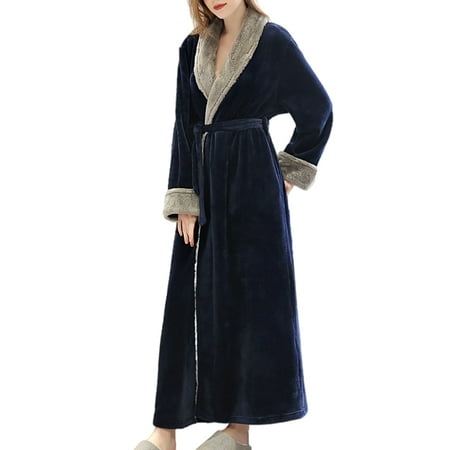 

ABIDE Unisex Long Robe Bathrobe Salon Winter Autumn Casual Warm Nightgown Skin-friendly Sleepwear Breathable Elastic Housecoat