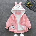 thumbnail image 3 of GYRATEDREAM Toddler Baby Girls Lightweight Hooded Jacket Outwear Kids Rabbit Ear Hood Print Zipper Outdoor Windbreaker Children Trench Coat for 13 Months-7 Years, 3 of 8