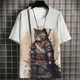 thumbnail image 3 of Camiseta de hombre con diseño de gato samurái japonés, camiseta de verano de moda de manga corta con estampado 3D de dibujos animados, camiseta de anime para hombre, camisetas para hombre, 3 of 5