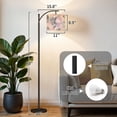 thumbnail image 2 of Arc Floor Lamp with Adjustable Lampshade Soft Pink Black Watercolor Palm Leaf Standing Lamp 3 Color Temperatures Dimmable Tall Pole Lamp with Foot Switch for Bedroom, 2 of 8