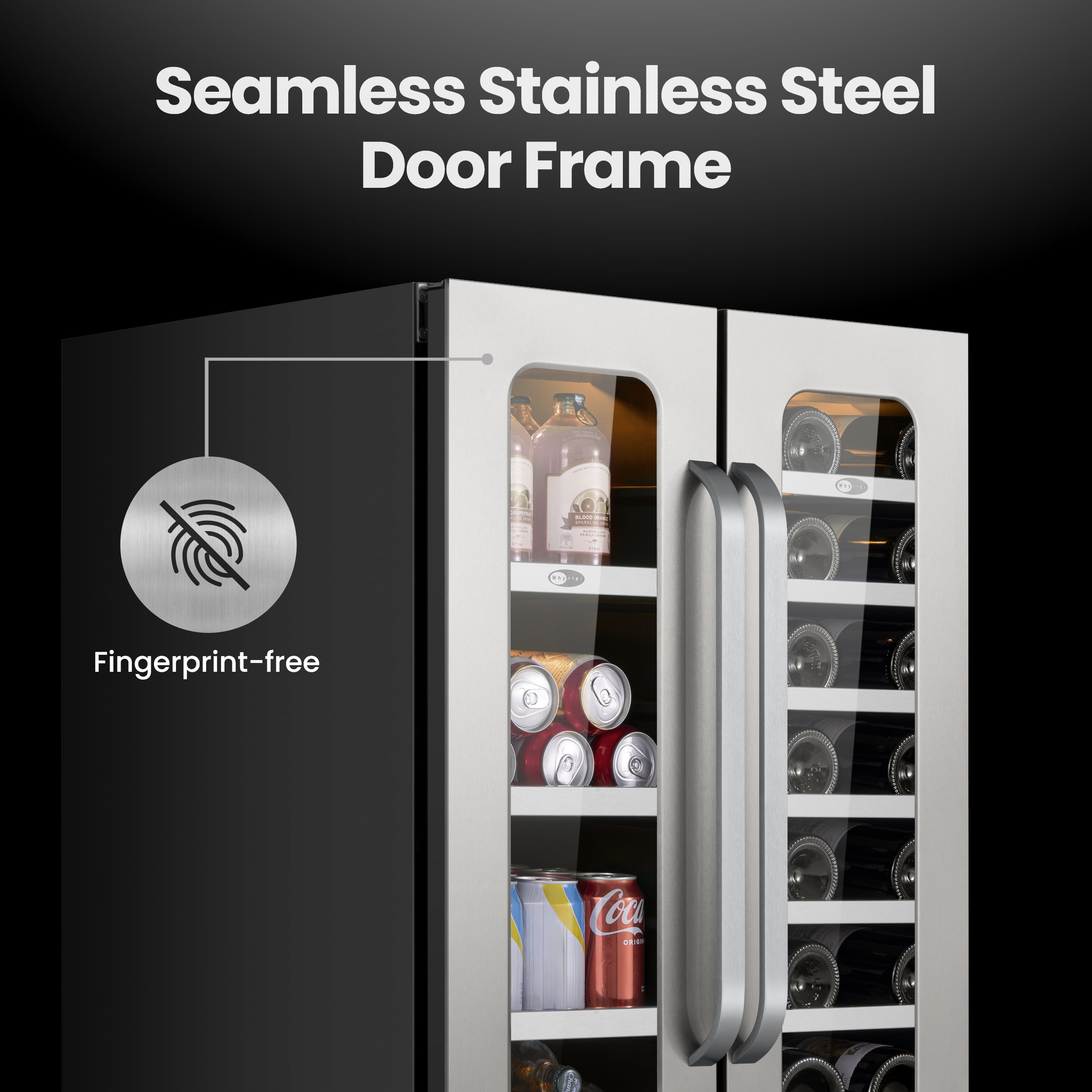 Whynter Wine and Beverage Refrigerator: 24 inch 20 Bottles 60 Cans Dual Zone Wine Fridge Glass Door for Beer Soda Wine Home Bar Office