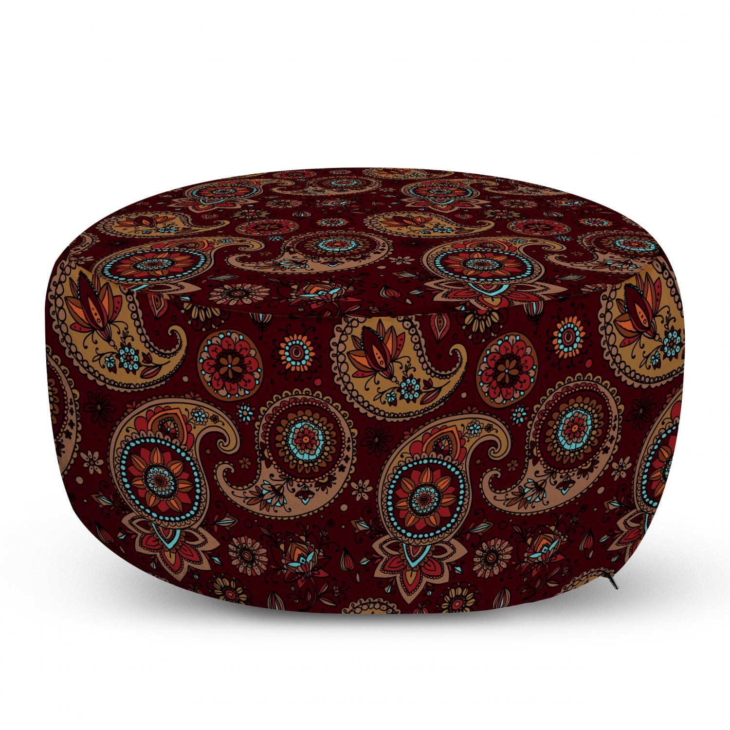 Paisley Ottoman Pouf, Middle Pattern Tribual Artwork Bohemian