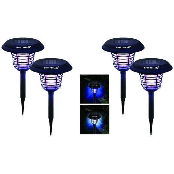 Solar Powered Light, Mosquito and Insect Bug Zapper Killer-LED/UV Radiation Outdoor Stake Landscape Decoration Fixture for Gardens, Pathways, and Patios 4 PKS