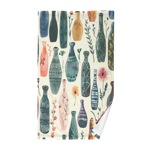 Pure Cotton Face Towel 16x28 Inches Hand Towel Bath Towel Hand Bath Towels Soft Good Water Absorption for Washing Face Wiping Face Green Vase
