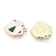 thumbnail image 2 of 100pc Christmas Theme Rack Plating Alloy Enamel Charms with Glitter Powder Light Gold Tone Cup with Christmas Tree Pattern Seashell Color 14.5x14.5x1.5mm Hole: 1.7mm, 2 of 3