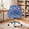 thumbnail image 2 of ZIATUBLES Classical Flower Pattern Polyester Stretchable Dining Room Chair Slipcovers Washable Removable Swivel Curved Back Chair Protector Cover for Home Living Room Decor, 2 of 7