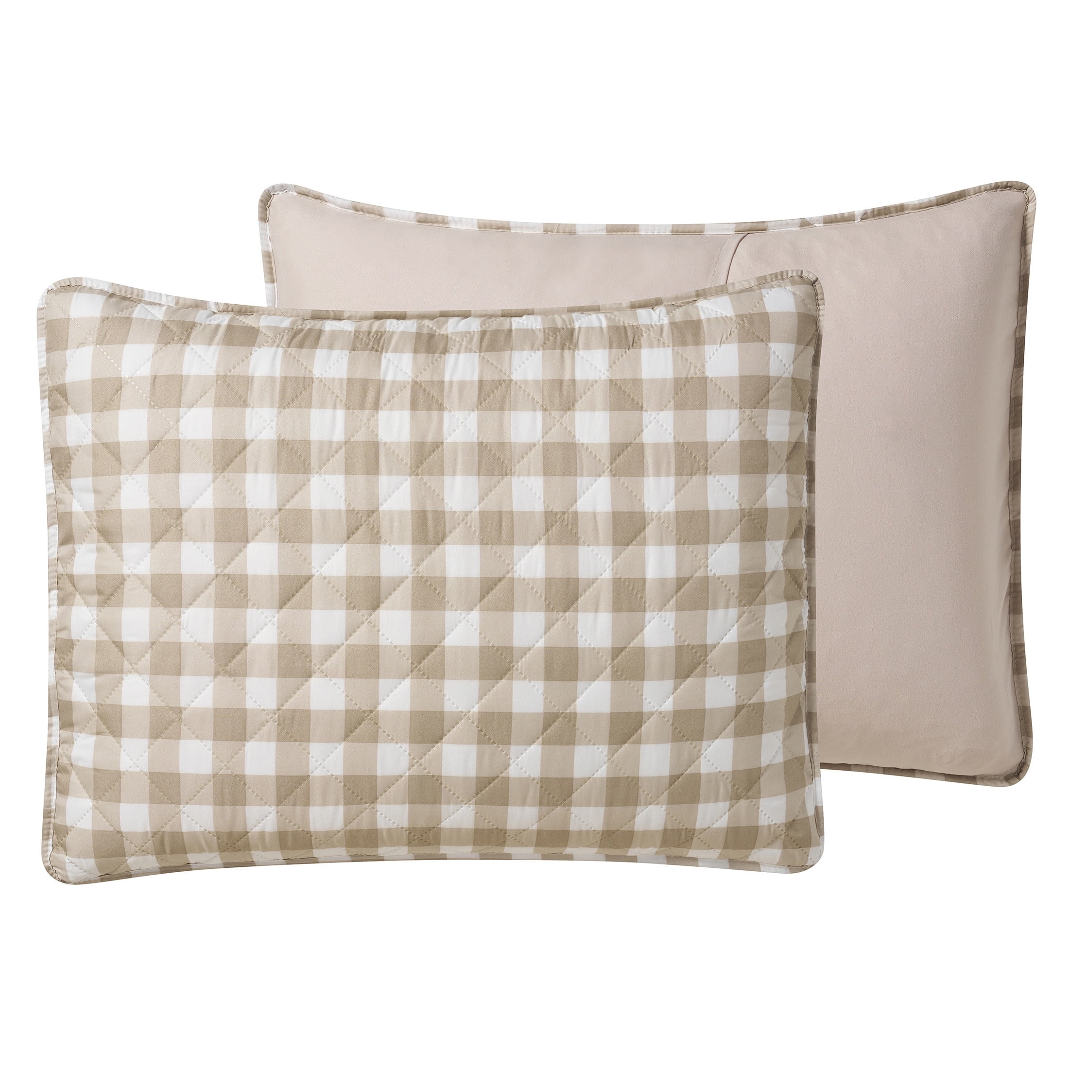 VCNY Home Taupe Gingham 2-Piece Adult Microfiber Quilt Set, Twin
