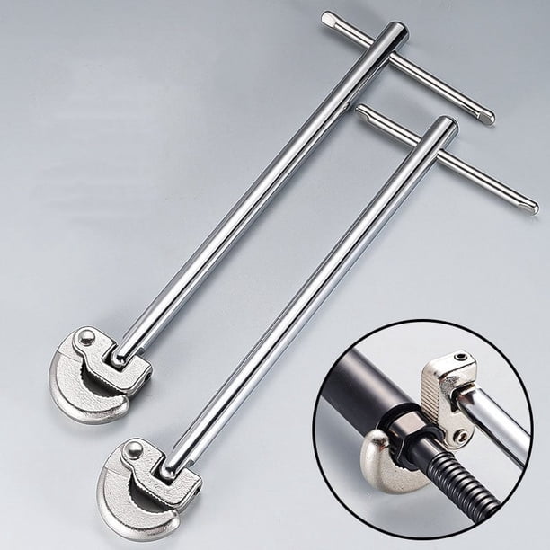 Llave de Fontanería, Llave de Fregadero, con Mordaza de Resorte, Mango de Acero para Grifo, Lavabo, Espacios Reducidos, Longitud de 38 cm