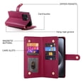 thumbnail image 3 of Allytechgroup Wallet Case for Apple iPhone 16 Pro, 9 Cards Holder + Zipper Pocket + Hand Wrist Shockproof Stand Flip Cover RFID Blocking Phone Case for Women Men, Red, 3 of 7