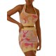 thumbnail image 5 of VISgogo - Conjunto de 2 piezas de punto para mujer, color de contraste/estampado floral, camisetas sin mangas con cuello halter y minifaldas VISgogo  moda, 5 of 9