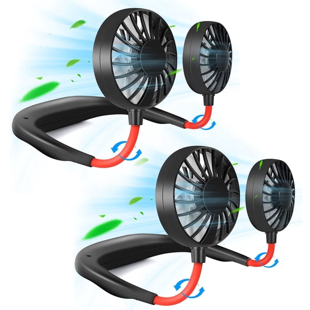 Ventilador de cuello portátil recargable personal manos libres mini USB portátil banda para el cuello ventilador deportivo, 3 velocidades ajustables, rotación libre de 360 grados, perfecto