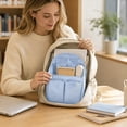 thumbnail image 3 of Multi Pocket Backpack Insert Organizer Lightweight Shoulder Bag Divider Light Blue Tone, 3 of 6