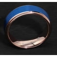 thumbnail image 4 of Wedding Ring Men. 8mm Rose Gold Tungsten Wedding Band Blue Matte Finish Top, 4 of 6