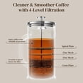 thumbnail image 6 of French Press Coffee Maker 34oz 1 L, No Plastic Touching Cafe, Heat Resistant Thickened Borosilicate Glass, Stainless Steel Brewer, Cold Brew Cafetera Teapot for Kitchen Travel Camping, Silver, 6 of 9