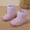 Purple, variant on Girls Cute Love Heart Pattern Princess Boots Winter Warm Thick Snow Shoes Fashion Shaggy Plush Ankle Boots Pink 11(28)