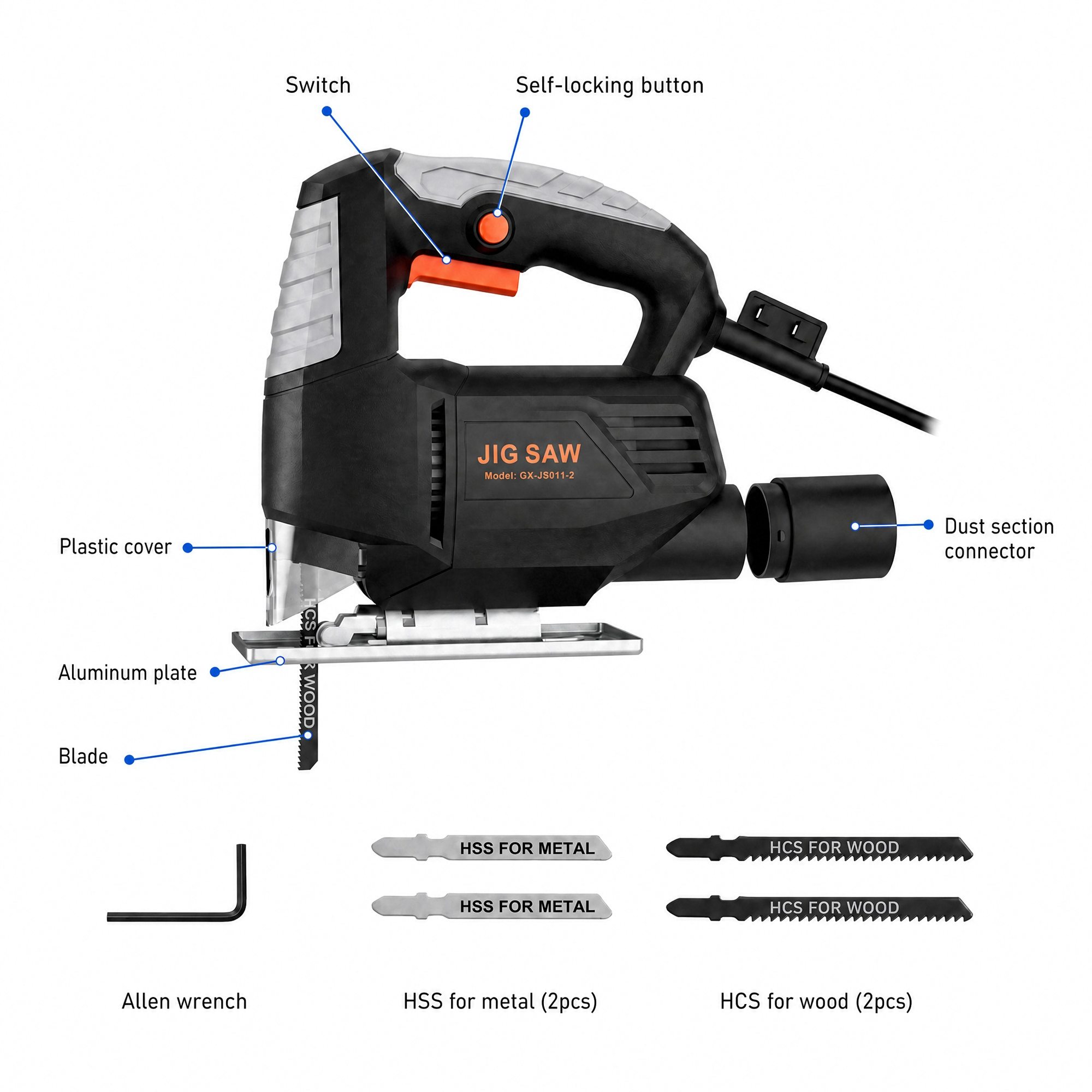 GASKY 3.5 Amp Jigsaw with 4 Blades, 3000 SPM photo 2