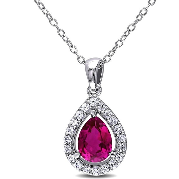 Everly Women's Created Sapphire and Created Ruby Sterling Silver Necklace