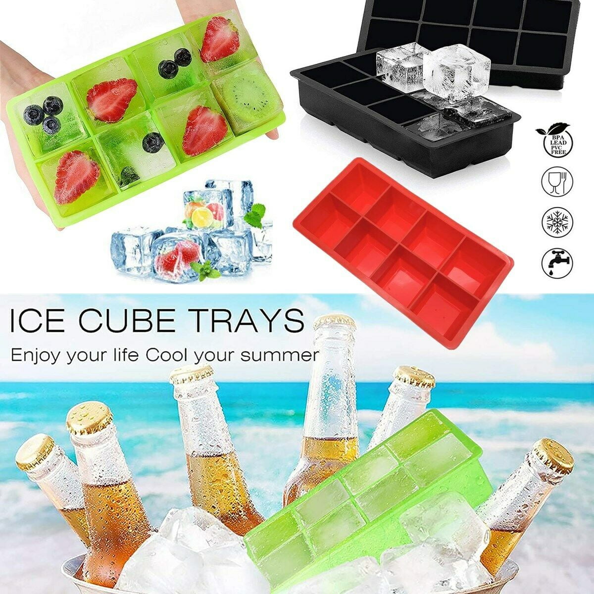 SAYFUT 8 Giant Silicone Ice Cube ON Large Size Big Jumbo DIY Mold
