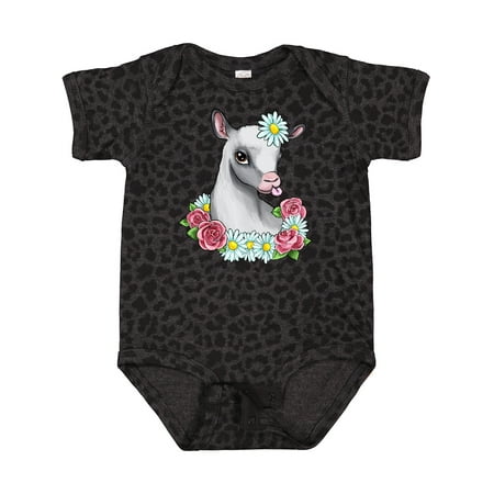 

Inktastic Cute Goat with Roses and Daisies Gift Baby Boy or Baby Girl Bodysuit