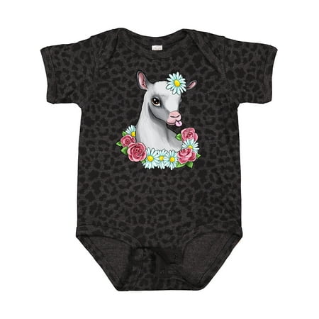 

Inktastic Cute Goat with Roses and Daisies Gift Baby Boy or Baby Girl Bodysuit