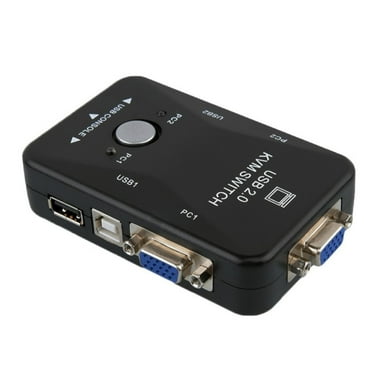 2-Port Manual KVM Switch USB 2.0 for PC Control Plug Play, High Resolution Support, No External Power Needed