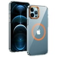 thumbnail image 2 of Magnetic for iPhone 12 Pro Max Clear Case Compatible with Magsafe Military-Grade Protection Shockproof Phone Bumper,Anti-Scratch Drop Proof Anti-Fingerprint Clear Hard Back Cover Back,Orange, 2 of 9