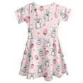 thumbnail image 5 of Yuyamidu Koala Crewneck Sundress British Strawberry Knee Length High Waistline Dress Kids Clothing Casual Outside Dress for Girls 3-4 Years Old Pink A-Line Swing Dress, 5 of 6