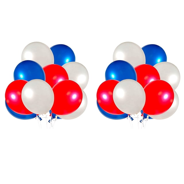 Paquete de 120 Globos Rojos Blancos Y Azules Globos de Fiesta de Látex de 12 Pulgadas Decoración para Fiestas de Cumpleaños para Todas Las Ocasiones