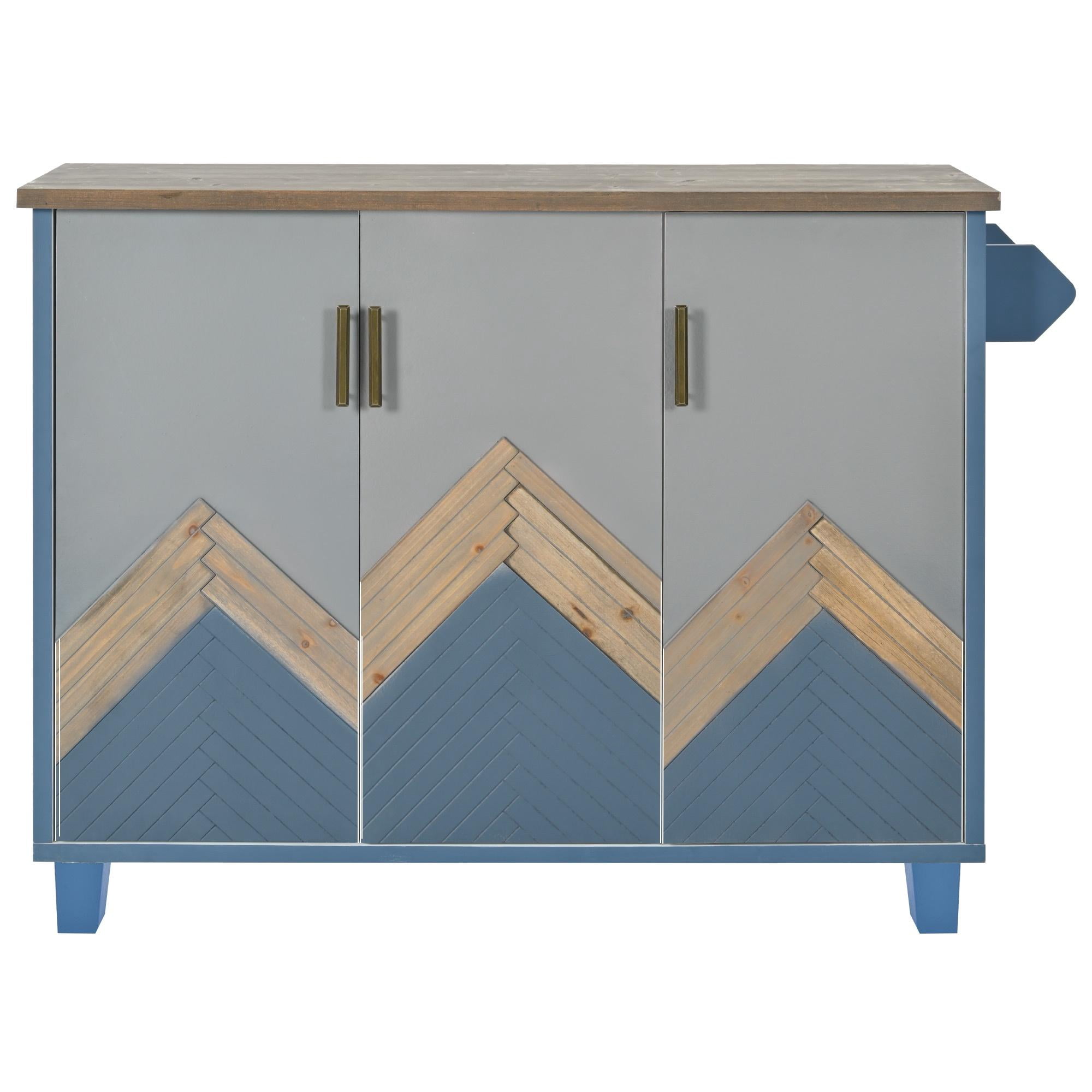PORKISS Kitchen Island with Storage, Classical Wood Kitchen Cart on Wheels with Drop Leaf and Storage Rack for Living Room, Kitchen, Dining Room, Navy Blue