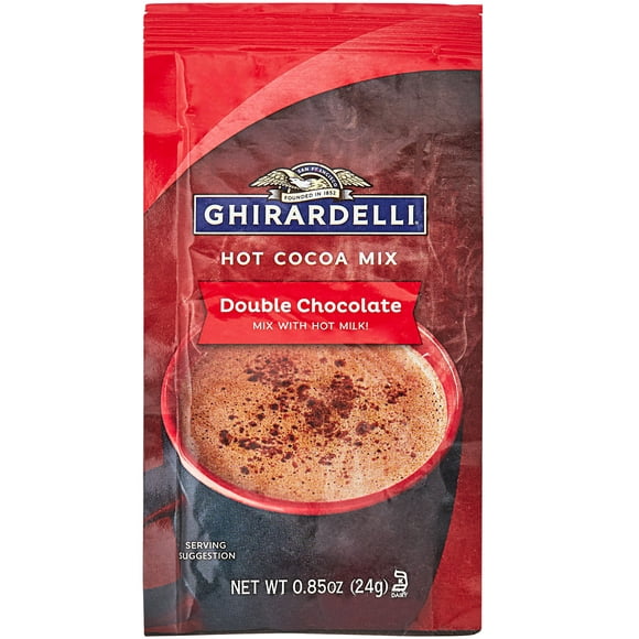 Ghirardelli 0,85 Once. Paquet de Mélange de Chocolat Chaud Double Chocolat - 250/caisse
