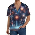 thumbnail image 7 of Lsque Fireworks1 print Men's Cuban Collar Short Sleeve Shirt Summer Beachwear Casual Button Down Fashionable Vacation Leisure Shirt-Medium, 7 of 7