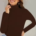 thumbnail image 2 of Nooxsoe Women's Slim-fit Long-sleeve T-shirt Workout Shirts Lightweight Yoga Casual Base Layer Casual Pullovers Tees Inside Top Top Fit Woman Top Brown One Size, 2 of 4